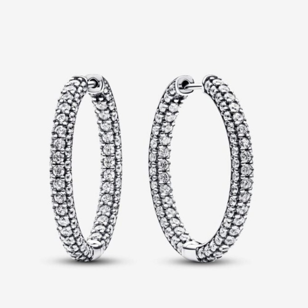 Timeless pave hoops Pandora